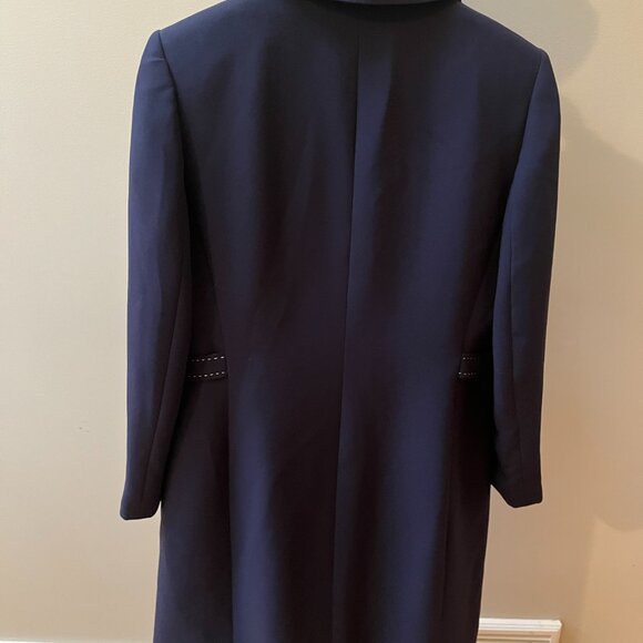 TAHARI ARTHUR S LEVINE Size 12  Navy Dark BLUE LONG JACKET COAT - Picture 3 of 9